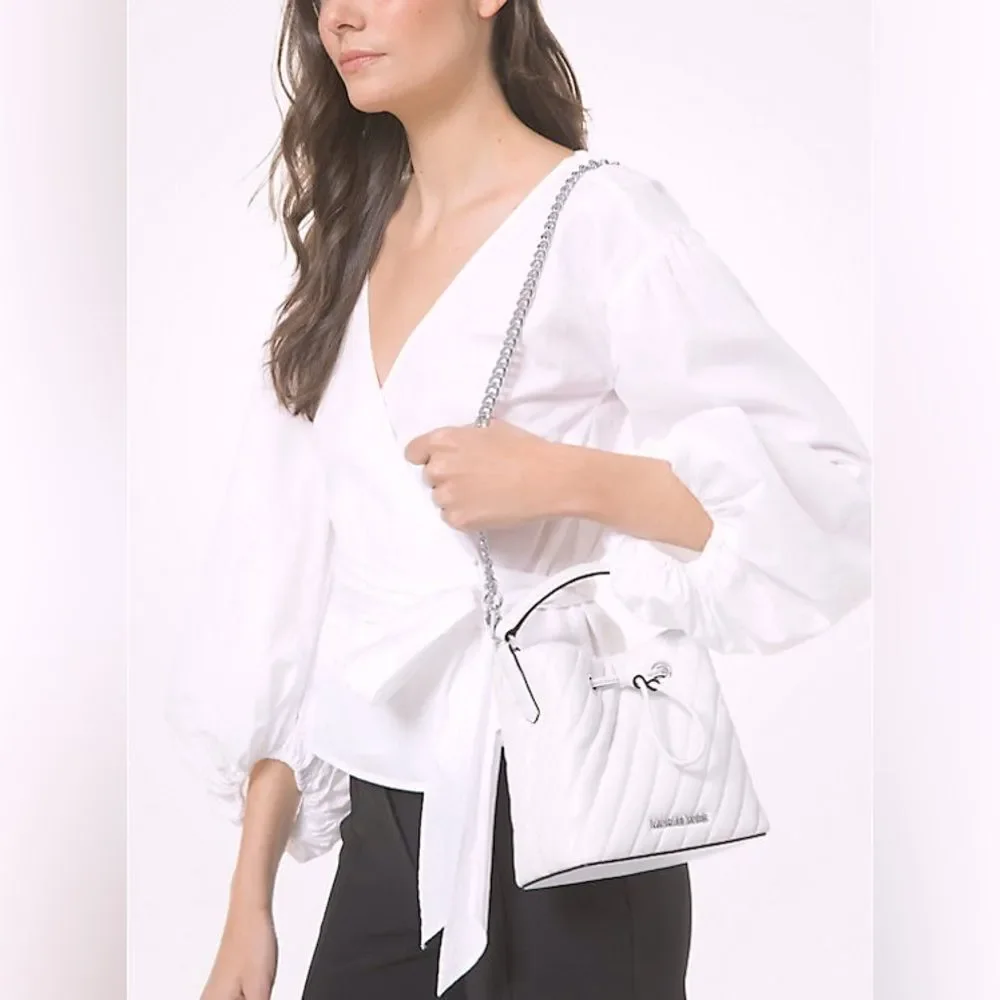 MICHAEL KORS Suri Small Quilted Vegan Leather Crossbody Bag in Optic White